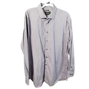 Kenneth Cole Awearness Men’s 18 36/37 T Purple Gingham Slim Fit Non-Iron Shirt